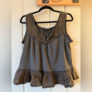 POL Size S Gray Sleeveless Women's Top Tank Peplum